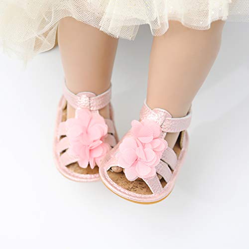 Lacofia Sandalias de Verano para bebé niñas Zapatos de Vestir de Flores de Infantiles para bebé Rosa 3-6 Meses