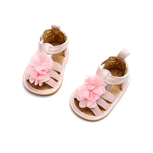 Lacofia Sandalias de Verano para bebé niñas Zapatos de Vestir de Flores de Infantiles para bebé Rosa 3-6 Meses