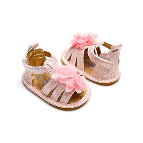 Lacofia Sandalias de Verano para bebé niñas Zapatos de Vestir de Flores de Infantiles para bebé Rosa 3-6 Meses