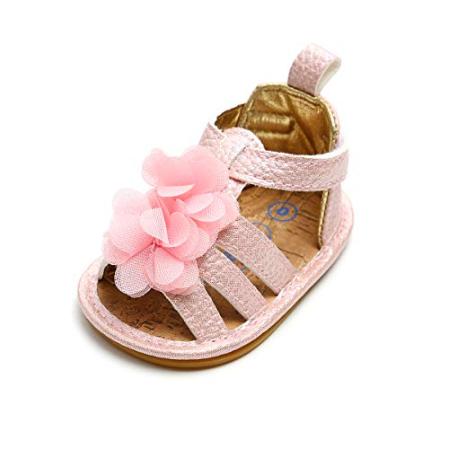 Lacofia Sandalias de Verano para bebé niñas Zapatos de Vestir de Flores de Infantiles para bebé Rosa 3-6 Meses