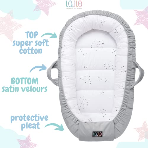 Lajlo - Cojín Nido Portatil | Reductor de Cuna | Almohada para Bebes | Cama Para Recien Nacidos | Accesorios Bebe | Protector de Carro