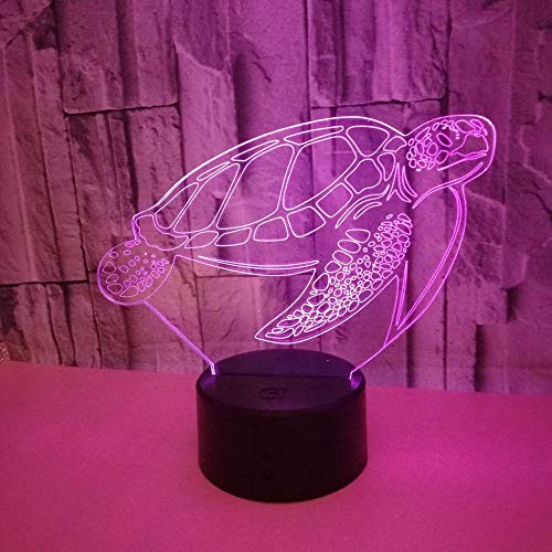 Lámpara de noche LED 3D con diseño de tortuga marina, luz nocturna para niños, decoración para el dormitorio, Navidad, cumpleaños, manga, lámpara de mesa, 7 colores tocando