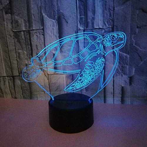 Lámpara de noche LED 3D con diseño de tortuga marina, luz nocturna para niños, decoración para el dormitorio, Navidad, cumpleaños, manga, lámpara de mesa, 7 colores tocando