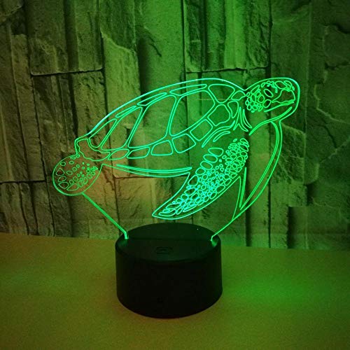 Lámpara de noche LED 3D con diseño de tortuga marina, luz nocturna para niños, decoración para el dormitorio, Navidad, cumpleaños, manga, lámpara de mesa, 7 colores tocando