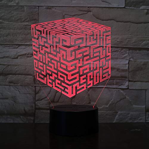 Lampara LED Cubo Laberinto Puzzle Cambia Color USB Luz Nocturna