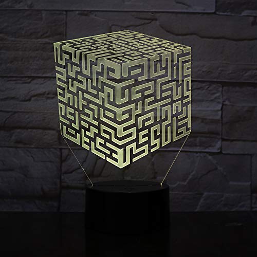 Lampara LED Cubo Laberinto Puzzle Cambia Color USB Luz Nocturna