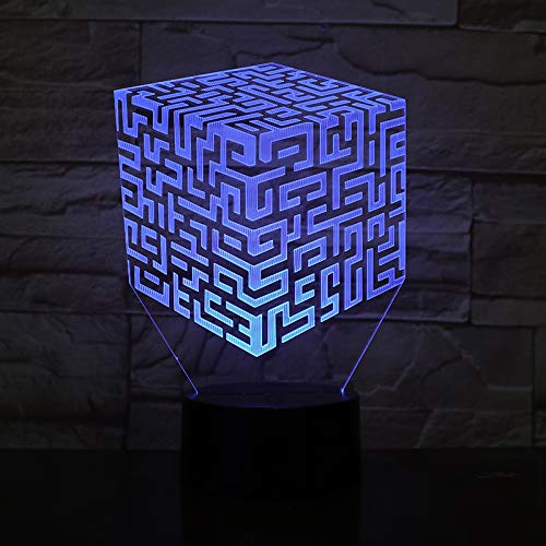 Lampara LED Cubo Laberinto Puzzle Cambia Color USB Luz Nocturna