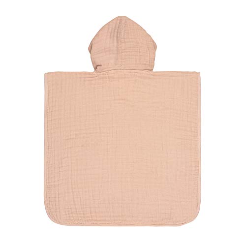 LÄSSIG Toalla con Capucha para niños, Muselina de algodón y Muselina, Poncho, Color Rosa