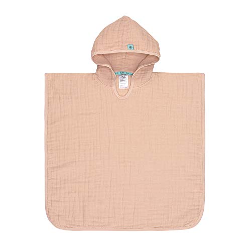 LÄSSIG Toalla con Capucha para niños, Muselina de algodón y Muselina, Poncho, Color Rosa