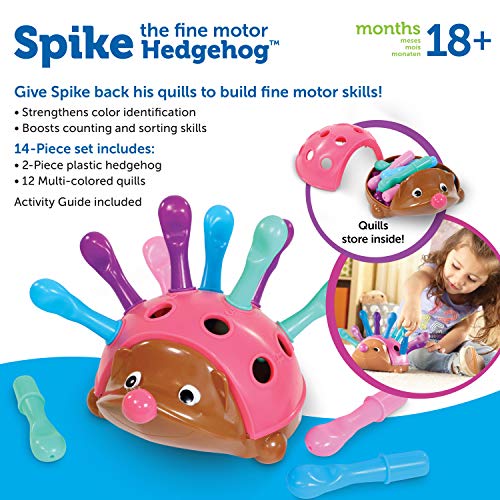 Learning Resources-Spike, el Erizo para Practicar Color Rosa, Juguete para desarrollar la motricidad Fina pequeños y de Preescolar, niños de 18 + Meses, Multi Colour (LER8904P)