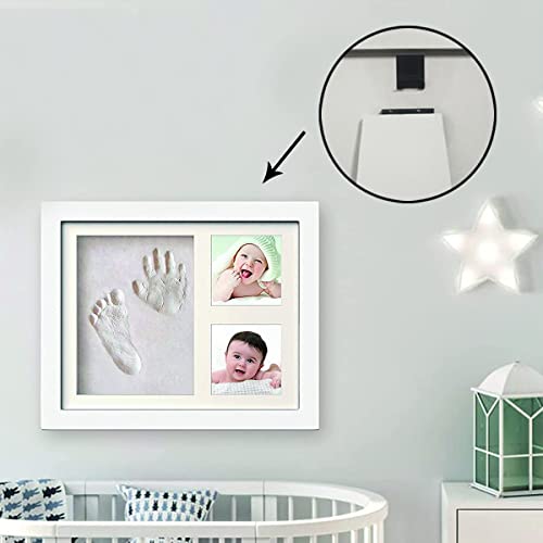 LEcyLankEr Kit de Marco Para Manos y Huellas de Bebé para Niño y Niña con Plastilina de Arcilla Extra Suave y Pequeña Varilla de Madera – Ideal Decoración o Regalo De Baby Shower No Tóxico (pequeño)