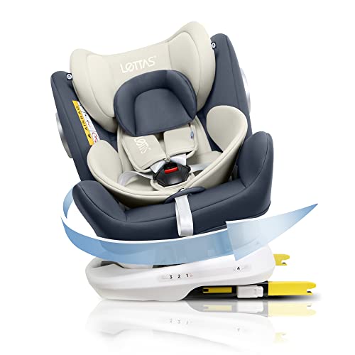 LETTAS Silla de Coche 360 grados Rotación Isofix y Top Tether SIPS Grupo 0+1/2/3, 0-12 años, 0-36 kg, ECE R44/04, ADAC