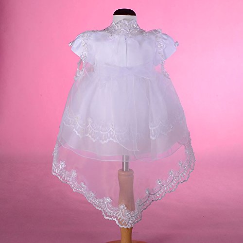 Lito Angels Vestido de Bautizo para bebé niña con Cuentas festoneadas Bordadas, Ropa de Bautismo con capó y Capa, 3 a 6 Meses, Blanco