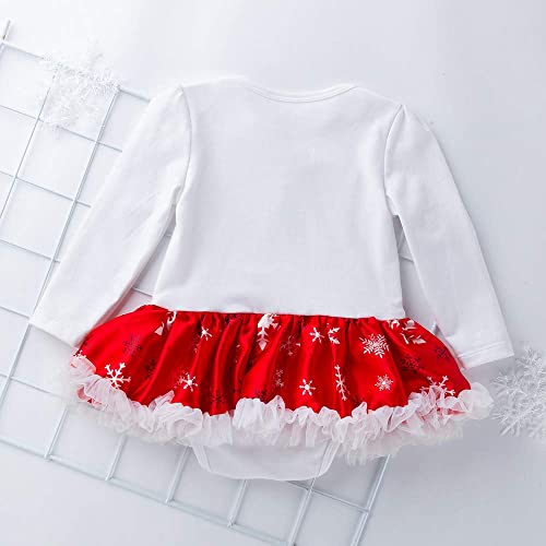 LNL Vestidos Para Navidad Bebe Niña Conjuntos Bebe Niña Navidad Arbol Tutu Vetidos Bebé Ropa Mi Primera Navidad 4 Piezas Blanco 12-24 meses