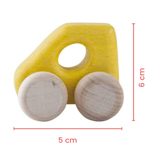 Lobito Juguetes Smart Coche de Madera | Montessori Juguetes para Bebés | Habilidades Sensoriales | Regalo para Niños de 1 2 3 Años para Niño o Niña | Modelado en Coche Alemán (Amarillo)