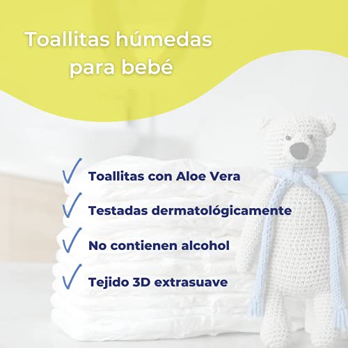 Lov'yc Toallitas Húmedas Para Bebé Con Aloe Vera, Blanco, 72 Unidad