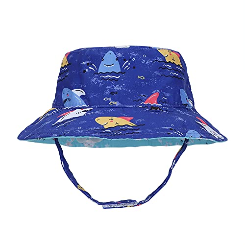 MASOCIO Sombrero Niño de Sol Verano Gorro Gorrito Bebe Bebé Reversible Exteriores Playa Edad 3-6 Años Tiburón Azul