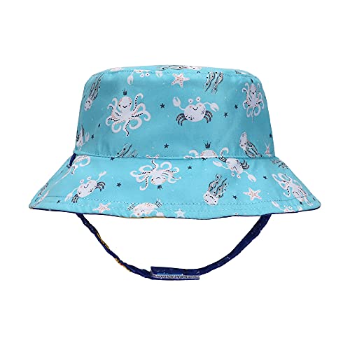 MASOCIO Sombrero Niño de Sol Verano Gorro Gorrito Bebe Bebé Reversible Exteriores Playa Edad 3-6 Años Tiburón Azul