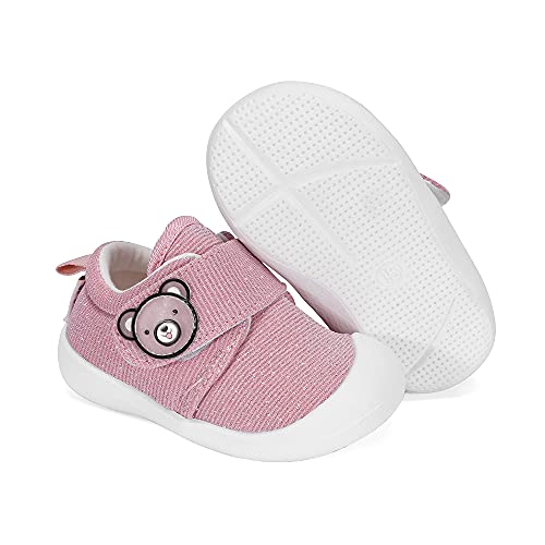 MASOCIO Zapatos Bebe Niña Primeros Pasos Zapatillas Deportivas Bebé Recién Nacido Rosado, 22 EU (Talla Fabricante 17)