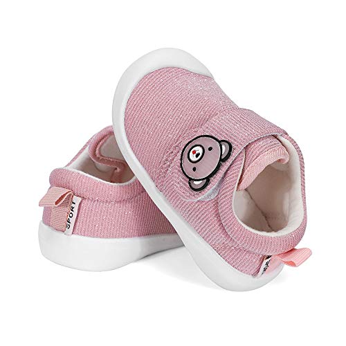 MASOCIO Zapatos Bebe Niña Primeros Pasos Zapatillas Deportivas Bebé Recién Nacido Rosado, 22 EU (Talla Fabricante 17)