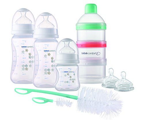 Maternidad Bébé Confort Kit PP Botella Nacimiento blanco (ml dispensador ml 2x270 1x140 leche 1 2 tetinas de silicona cepillo T, 1) Blanca