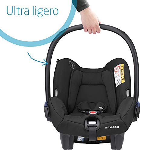 Maxi-Cosi Citi, Silla Auto Grupo 0+, Silla coche bebé portátil, bebé recién nacido hasta 12 meses, Color essential black