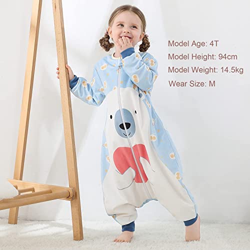 MICHLEY Saco de Dormir para Bebés con Manga Larga Saco de Dormir para Niños de Invierno Suave con Pies 5-6 Años, Oso