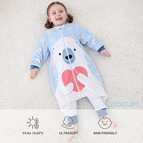 MICHLEY Saco de Dormir para Bebés con Manga Larga Saco de Dormir para Niños de Invierno Suave con Pies 5-6 Años, Oso