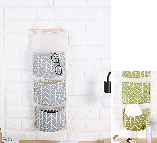 milopon bolsa de almacenamiento colgante con 3 bolsillos etanche organizador pared para porte-derrière armario, gris, 20*68CM