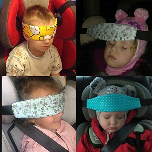 MINGZE 2 Piezas bebés El Soporte Cabeza Cinturón de Seguridad, Sillita de Coche y Asiento Dormir sujeción Segura protección posicionador la Cabeza Protector Reposacabezas Cuello para niños Bebé