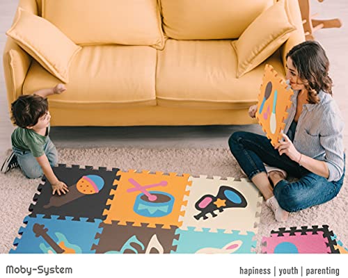 Moby-System Alfombra Rompecabezas para bebés, 90 cm x 90 cm x 1 cm, Alfombra de Juego inodora, Alfombra Grande puzle para niños y niñas, Alfombra de Juego sin sustancias nocivas e inodora