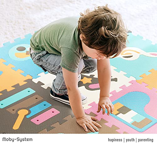 Moby-System Alfombra Rompecabezas para bebés, 90 cm x 90 cm x 1 cm, Alfombra de Juego inodora, Alfombra Grande puzle para niños y niñas, Alfombra de Juego sin sustancias nocivas e inodora