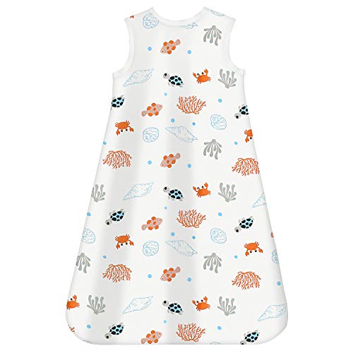 Mosebears Saco de dormir para bebé de verano, 0,5 tog, saco de dormir para bebé, 100% algodón, transpirable, saco de dormir para bebé (Ocean animal, XL (18-24 meses)