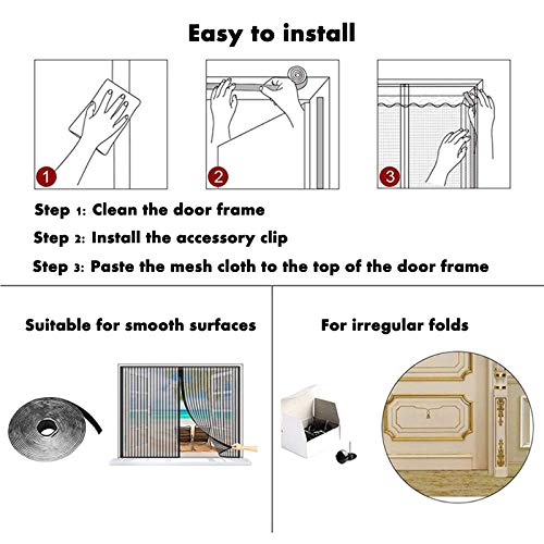 Mosquitera Magnética 135x220cm, Mosquitera Magnética Automático para Puertas Cortina de Sala de Estar la Puerta del Balcón Puerta Corredera Patio, Se puede instalar sin taladrar, Blanco