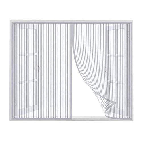 Mosquitera Magnética 135x220cm, Mosquitera Magnética Automático para Puertas Cortina de Sala de Estar la Puerta del Balcón Puerta Corredera Patio, Se puede instalar sin taladrar, Blanco