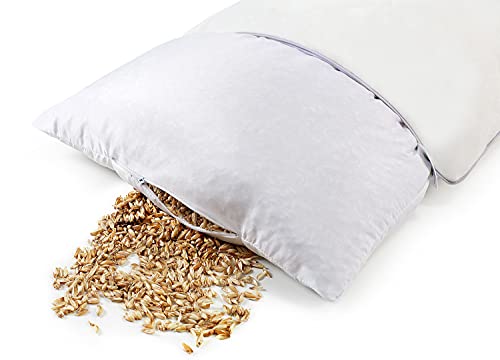 NATURECA Almohada de espelta 40 x 80 cm, Almohada Cervical con Funda Transpirable de algodón, Almohada Natural de cáscara de espelta orgánica, Almohada ortopedica Bio espelta