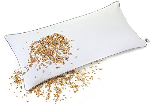 NATURECA Almohada de espelta 40 x 80 cm, Almohada Cervical con Funda Transpirable de algodón, Almohada Natural de cáscara de espelta orgánica, Almohada ortopedica Bio espelta