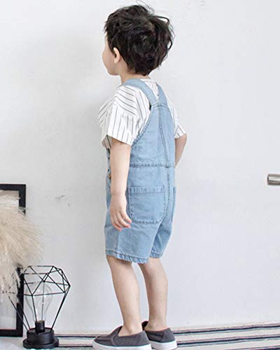 Niños Bebé Pantalones De Peto Vaqueros Overalls Pantalón Cortos Ajustable Azul 130cm