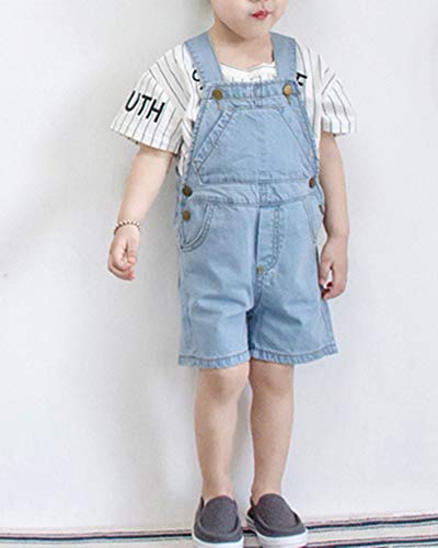 Niños Bebé Pantalones De Peto Vaqueros Overalls Pantalón Cortos Ajustable Azul 130cm