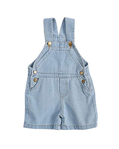 Niños Bebé Pantalones De Peto Vaqueros Overalls Pantalón Cortos Ajustable Azul 130cm