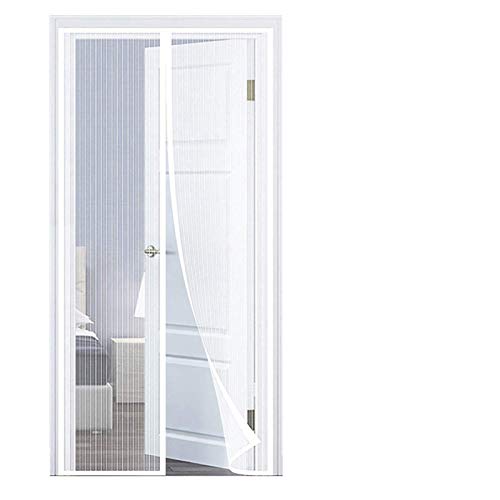 NO LOGO Cortina Mosquitera Magnetica 95x220cm Mosquiteras a Medida Puerta Mosquitera para Cortina de Sala de Estar la Puerta, Blanco A