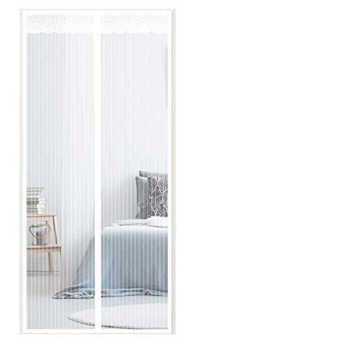 NO LOGO Mosquitera Puerta Magnetica 130x210cm Mosquiteras para Puertas Mantiene los Mosquitos de Insectos Fuera para Cortina de Sala de Estar la Puerta, Blanco