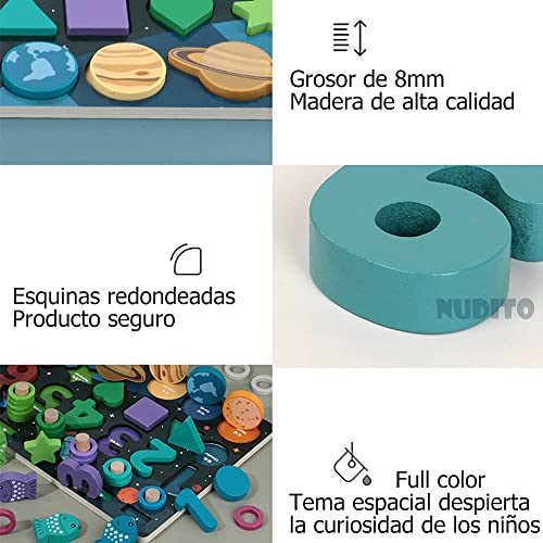 NUDITO Juguetes Educativos para Niños. Juguetes Montessori de Clasificación para Niños Juguete Educativo de Madera para Niños Niñas 3 4 5 Años. Juego Conteo de Números. Rompecabezas de Números Madera