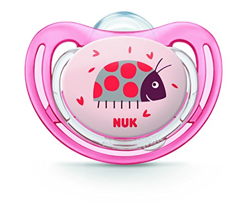 NUK Freestyle Set de 2 chupetes para niña talla 1 Talla:0 a 6 meses, colores aleatorios