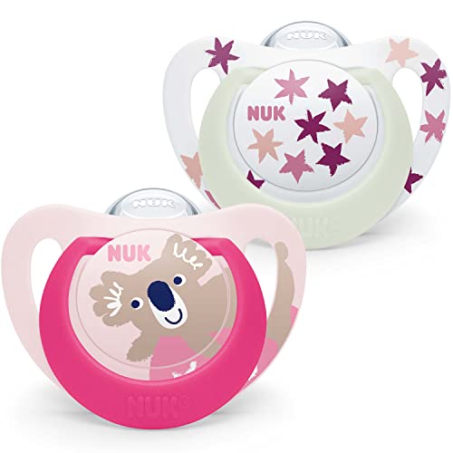 NUK Star Baby Dummy | 18-36 meses | Chupetes de día y noche | Silicona sin BPA | Koala rosa | 2 unidades