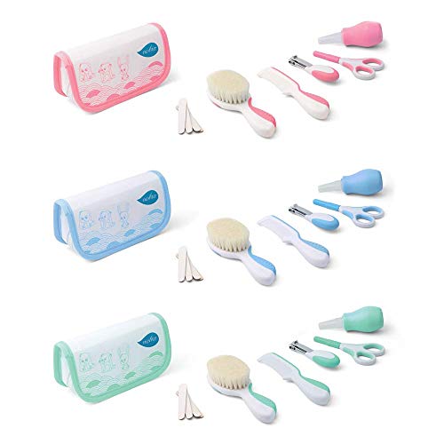 Nuvita 1136 - Set Para el Cuidado del Bebé – Estuche Para Cuidados e Higiene del Bebé - Kit para Uñas y Cabello - Aspirador Nasal – Ideal para Viajes – Libre de BPA – Marca Europea (Azul)