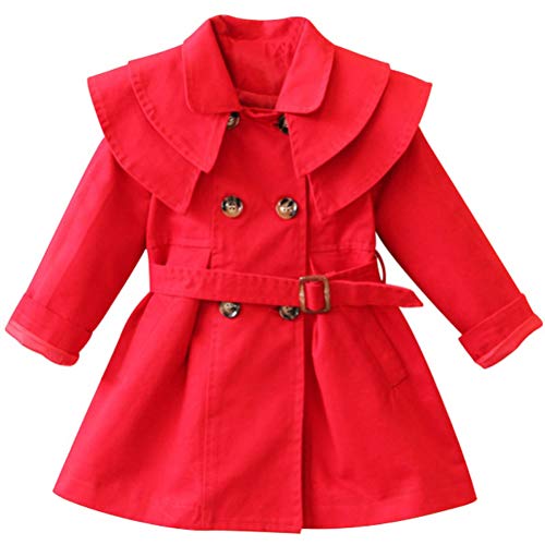 Odziezet Gabardina Niña Básica Recien Nacido Invierno Elegante Primavera Otoño Abrigo Algodón Abrigo con Cinturón Corbata Ropa Bebe 6 Meses-3 años