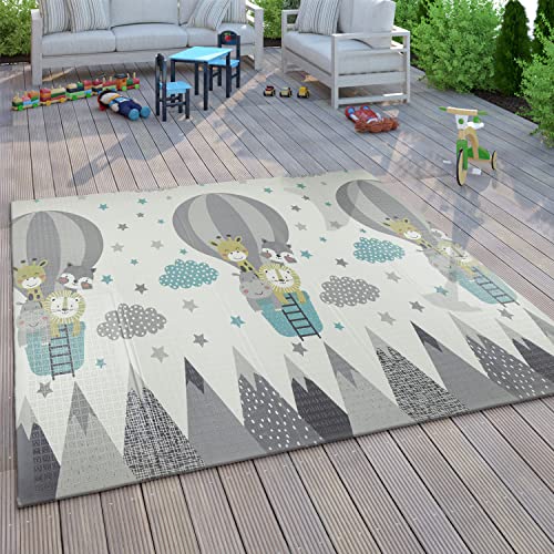 Paco Home Alfombra Juegos Gateo Bebé Niños Plegable Lavable Reversible Motivo Animales, tamaño:150x200 cm, Color:Crema