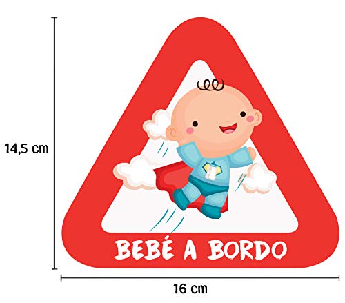 Pegatina Bebé a Bordo personalizable. Adhesivo vinilo para coche o moto. Sticker 15 x 13'7 cm.