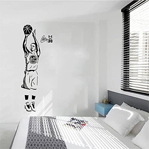 Pegatina de pared de jugador de baloncesto con estrella deportiva, pegatina de Stephen Curry, pegatinas de pared para habitación y escuela para niños, Mural A5 42x110cm